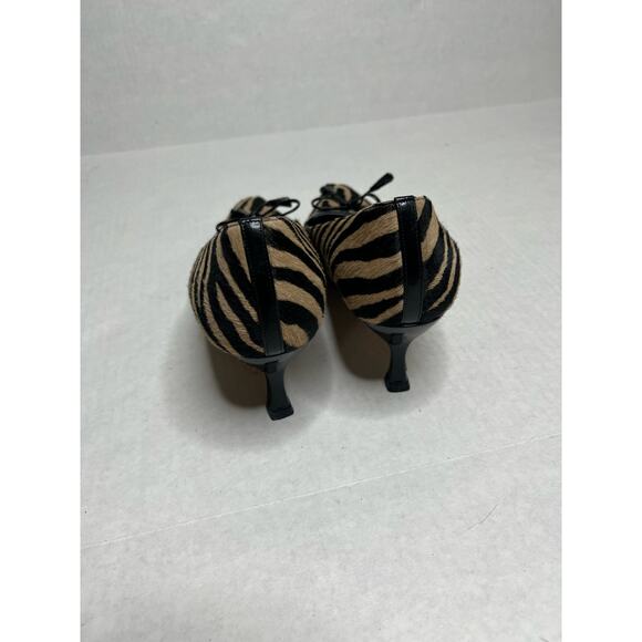 Jimmy Choo London Designer Zebra Fur Print Bow Detail Pointed Toe Kitten Heels - Picture 4 of 8